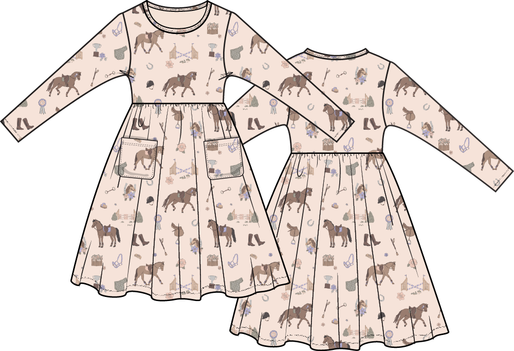 Pretty Equestrian - Twirly Long Sleeve Dress