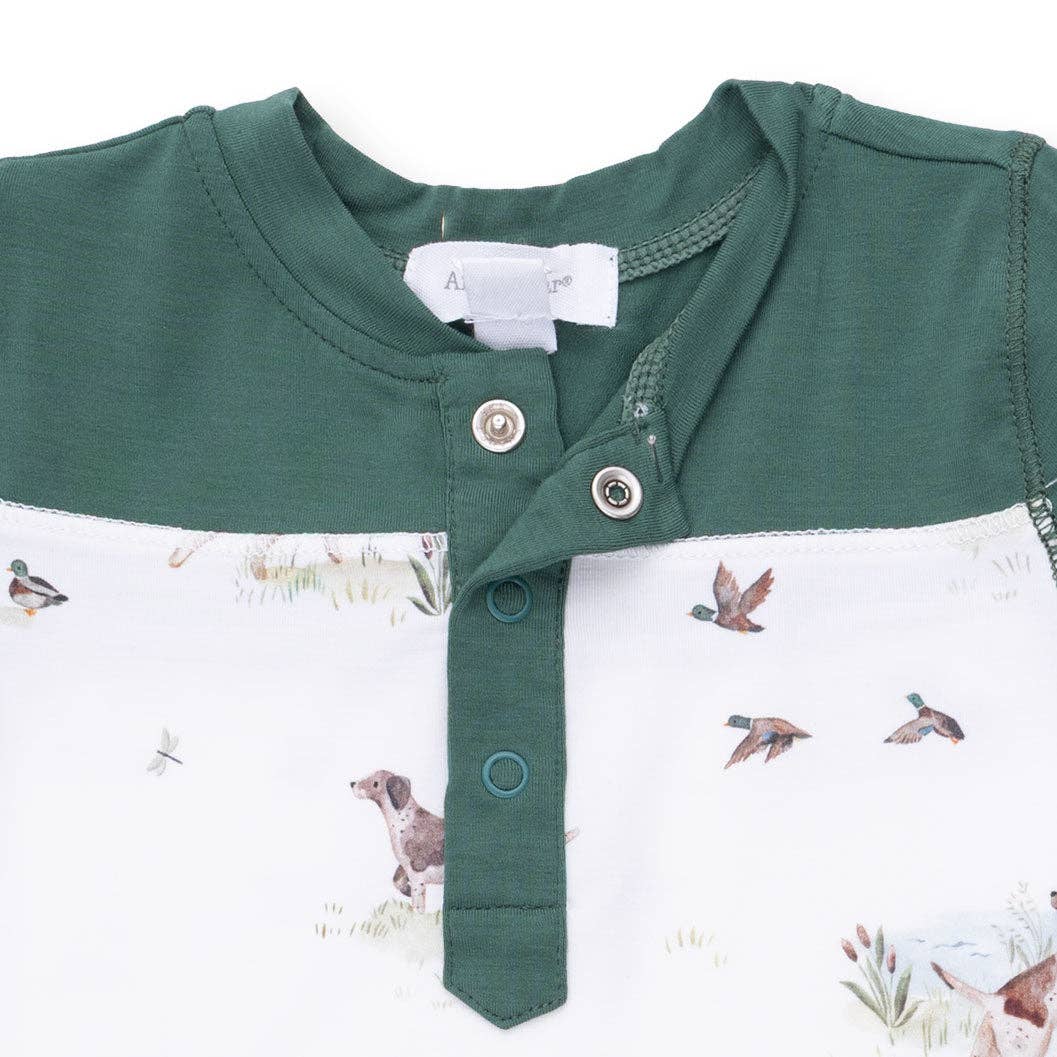 Pointer Pups and Duck Buddies - Romper with Contrast Sleeves