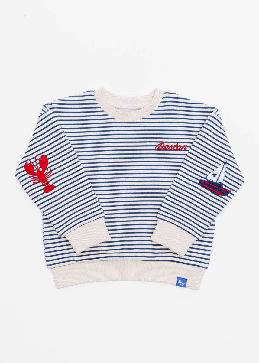 Boston Striped Patch Sweatshirt
