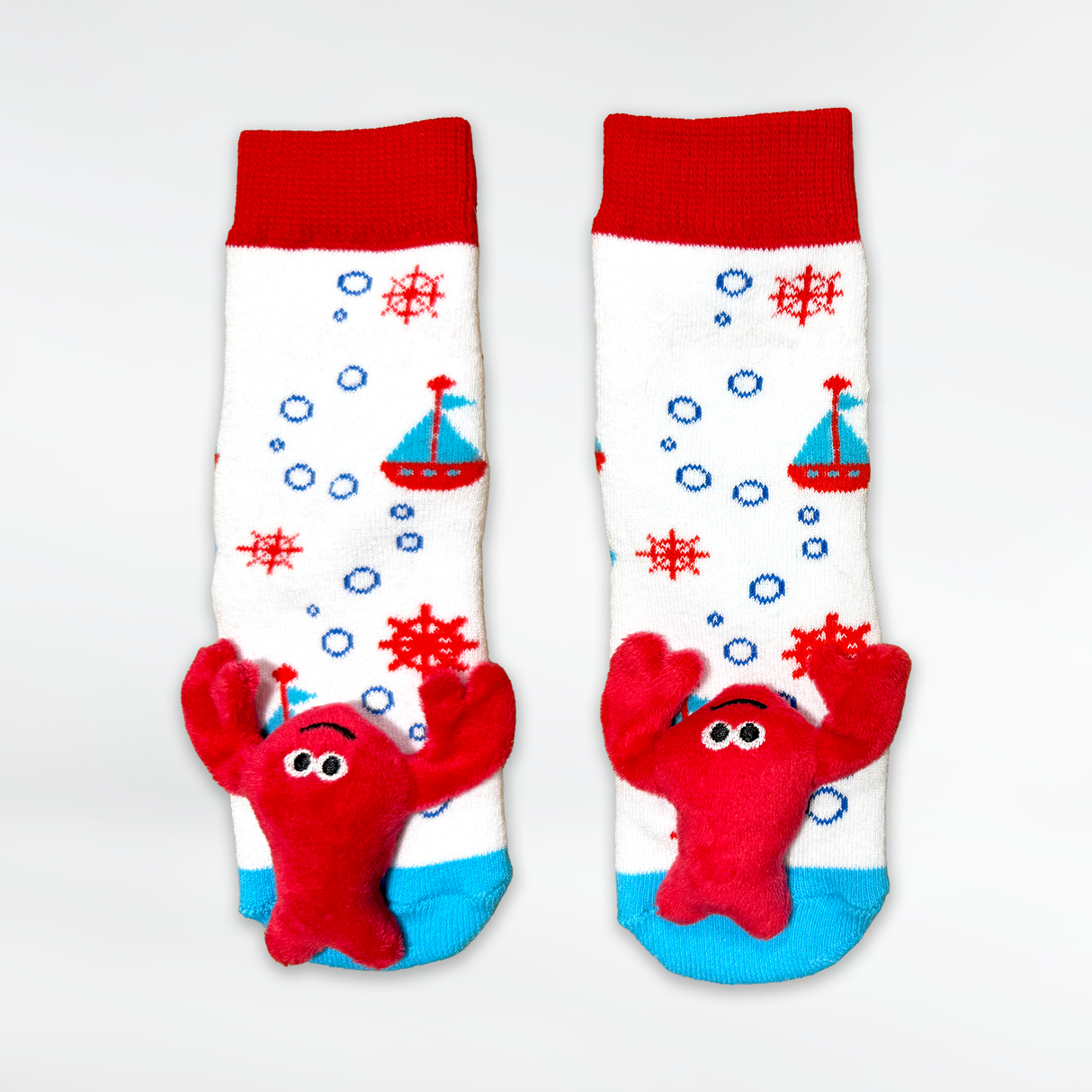 Nautical Lobster Plush Socks for Baby or Toddler