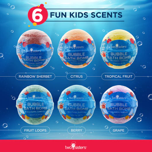 6 pack Sea Animal Bath Bombs for Kids with Toy Surprises