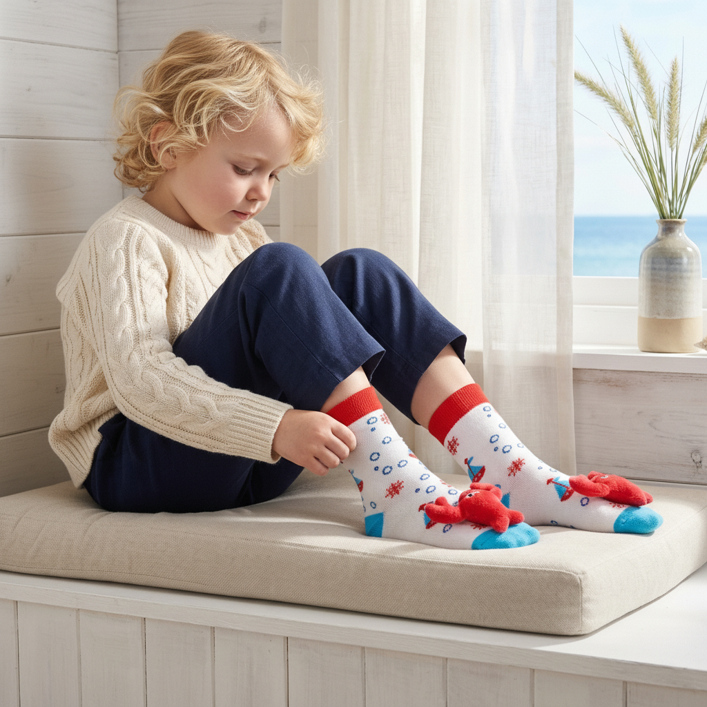 Nautical Lobster Plush Socks for Baby or Toddler