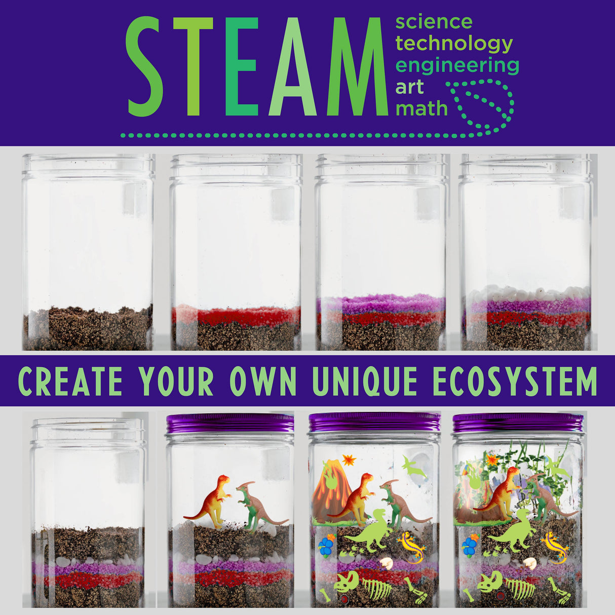 Grow N' Glow Dinosaur Terrarium DIY Craft Kit for Kids