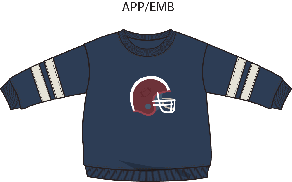 Football Helmets - Drop Sleeve Sweatshirt with Varsity Stripes Maroon Helmet