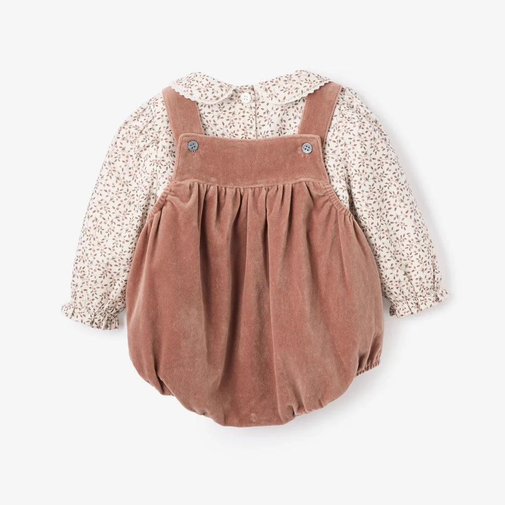 Berry Vines Top + Velveteen Overall Bubble