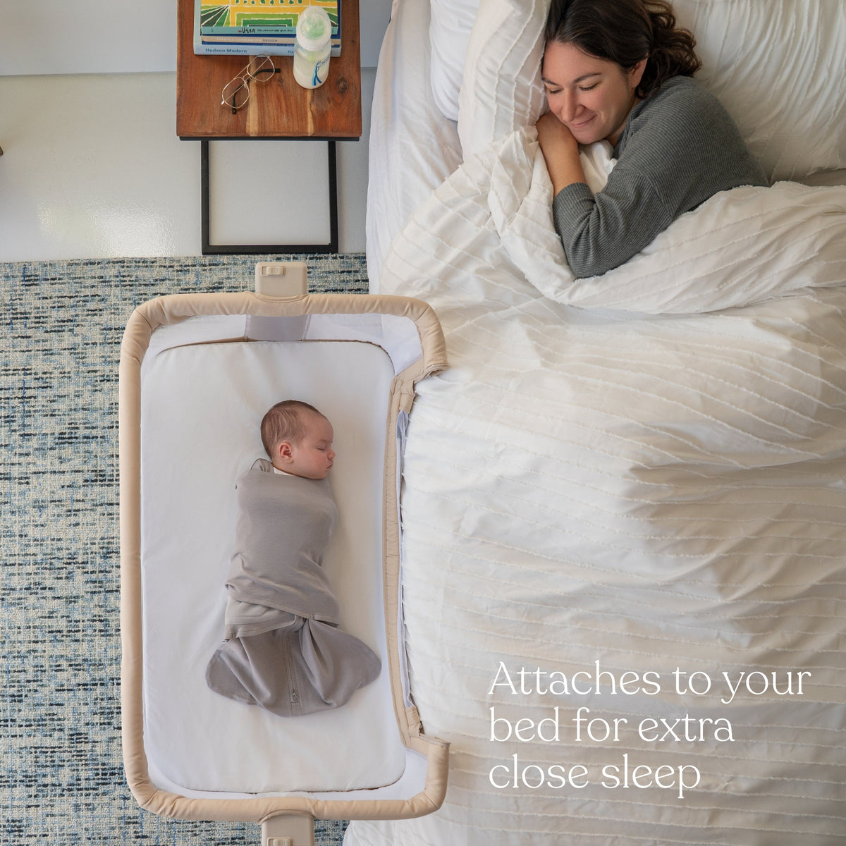 Halo Bedside Bassinet Sleeper with breathable mesh panels