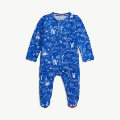 Kids’ footie pajamas made from soft modal fabric featuring Lilo & Stitch design