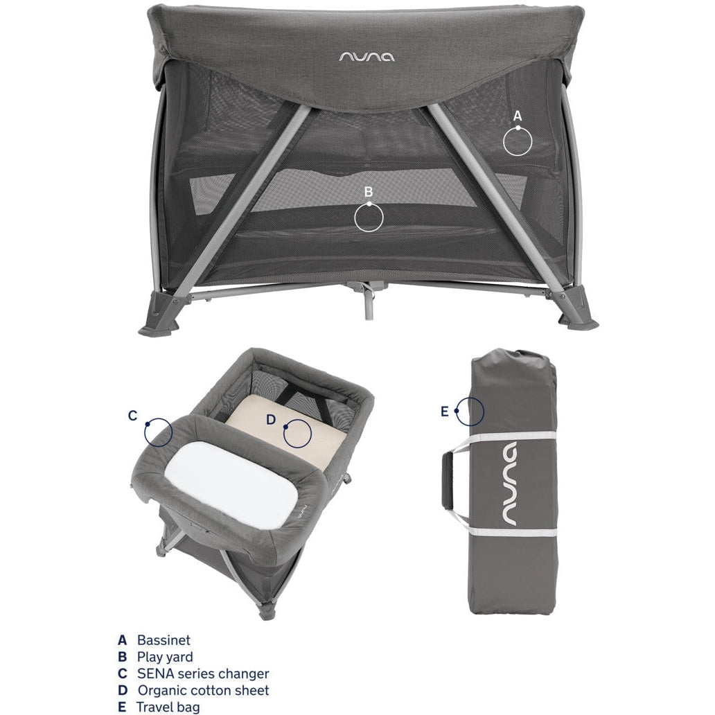 Nuna SENA Aire Playard with Zip-Off Bassinet + Changer