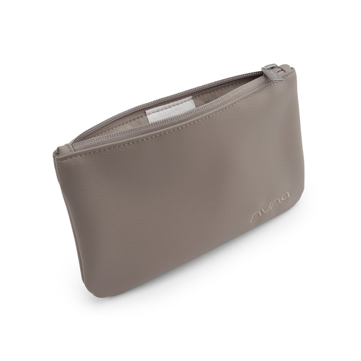 Nuna Leatherette Stroller Organizer Taupe removable zippered pouch