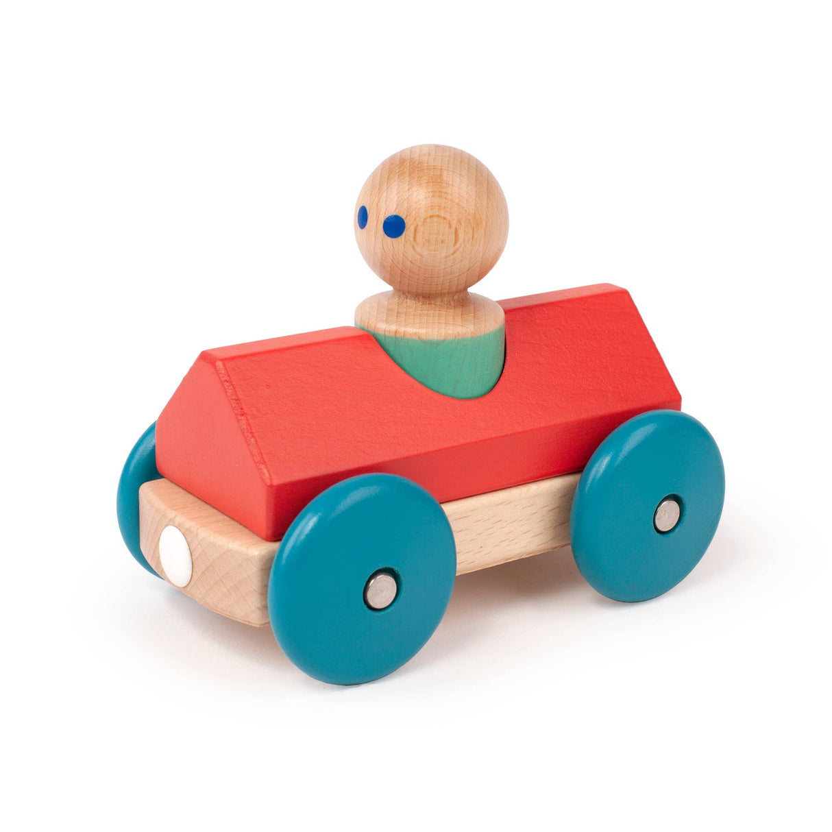 Tegu magnetic racer toy with wooden construction and magnetic pieces for creative play