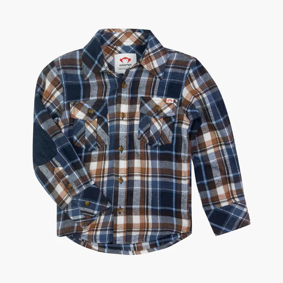 Appaman Flannel Shirt Navy/Brown Plaid