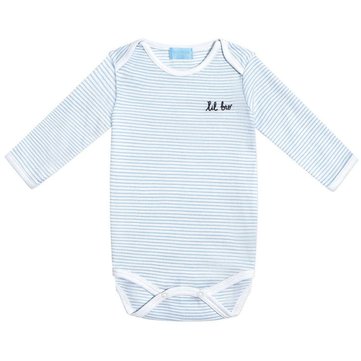 "Lil Bro" Short Sleeve Bodysuit in Light Blue Stripe
