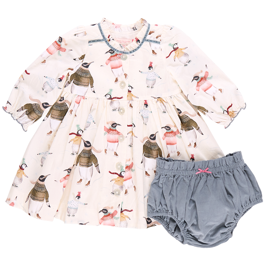 Baby Girls Charlie Dress Set - Penguins on Ice