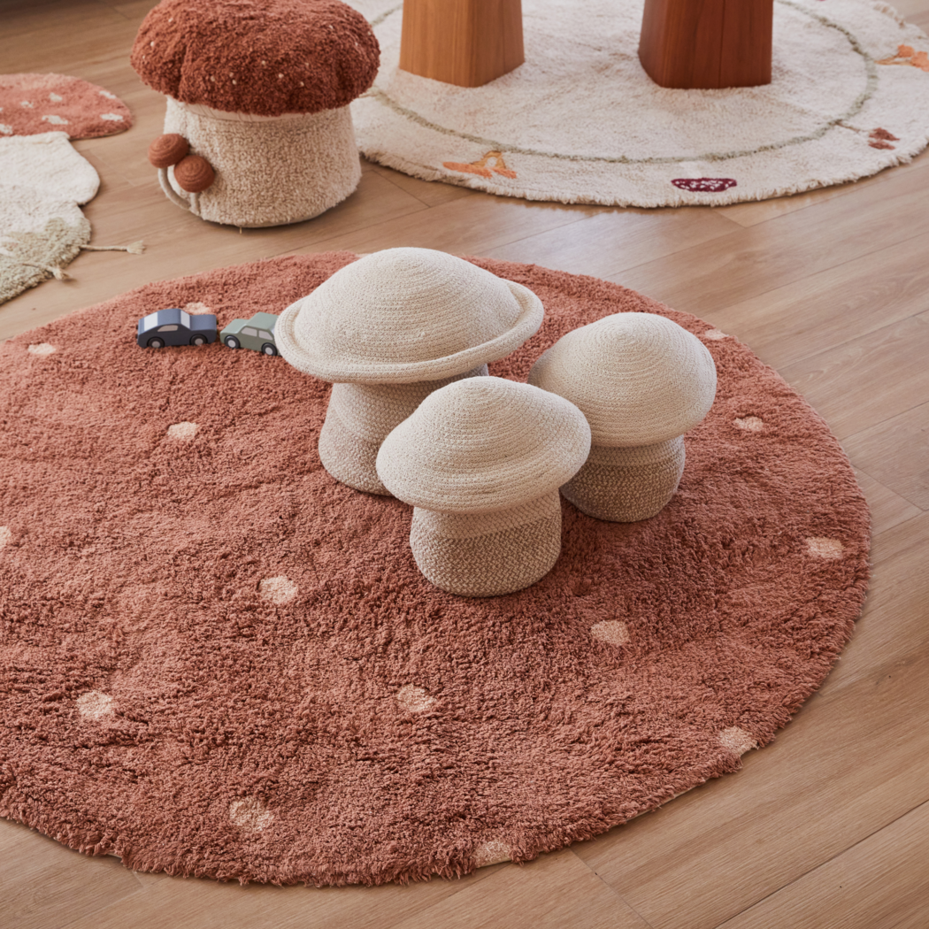 Washable rug Round Dot Chestnut