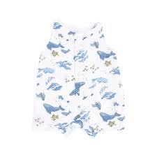 Angel Dear Watercolor Blue Whales Shortie Romper