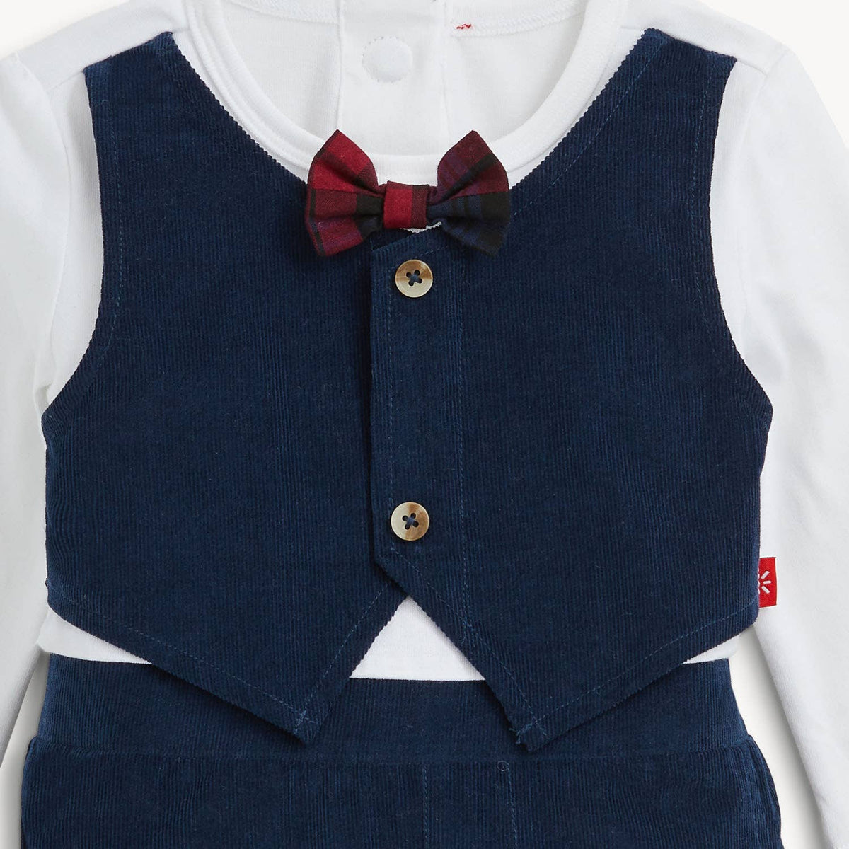 CORDUROY BLUE BOYS DRESS ROMPER
