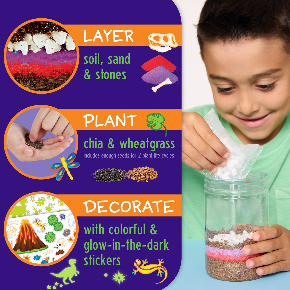 Grow N' Glow Dinosaur Terrarium DIY Craft Kit for Kids