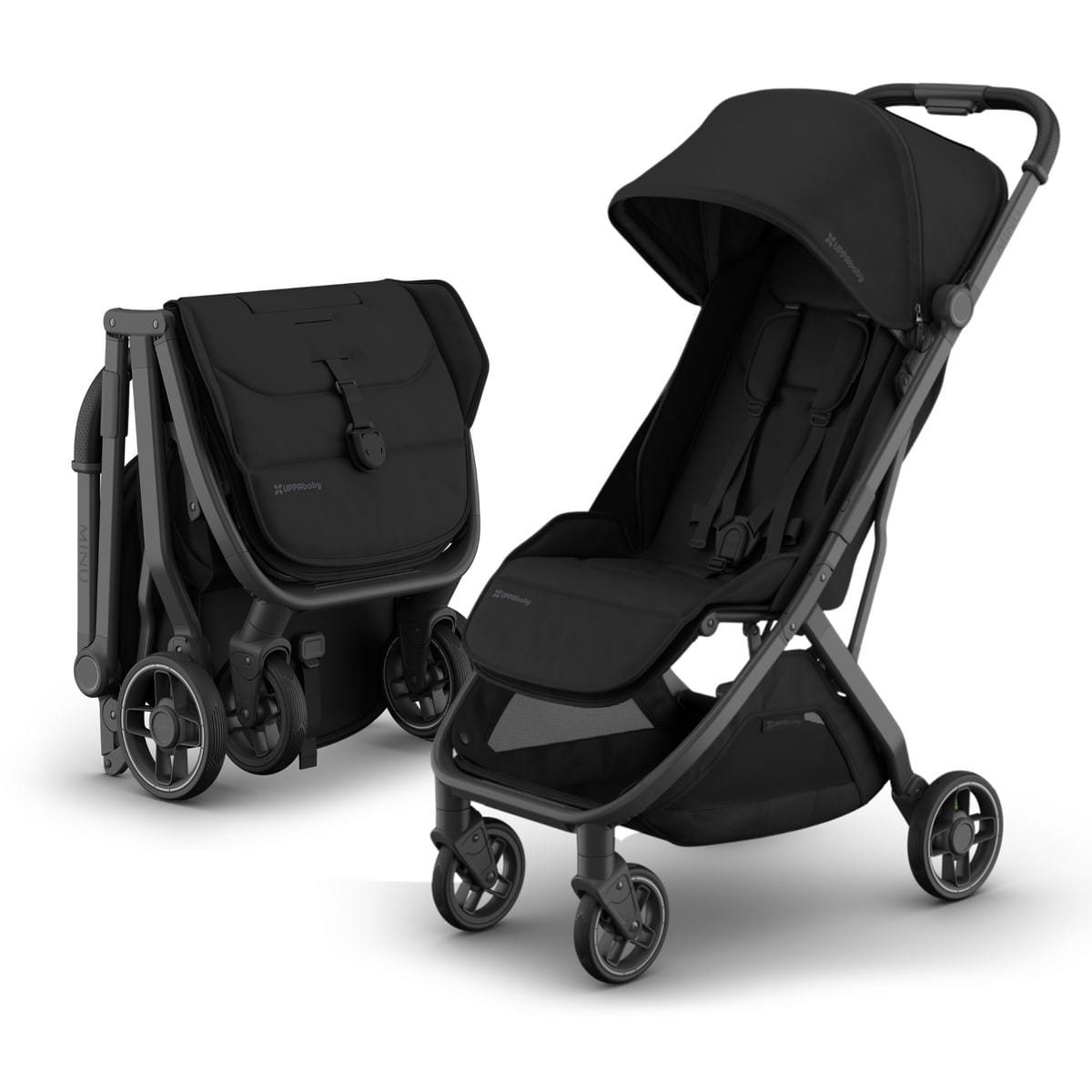 UPPAbaby Minu V3 Stroller - James (Black | Carbon Frame | Black Leather)