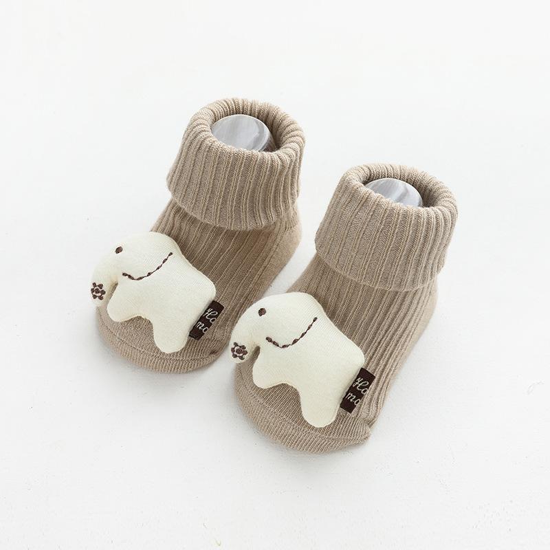 Kidpole 3D Cartoon Animal Anti-Slip Baby Socks, 0-6M / Light Grey Bear