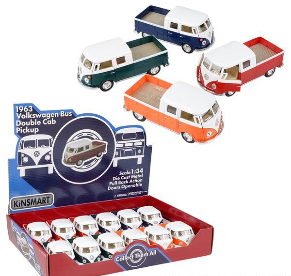 5" Die-Cast Pull Back 1963 Volkswagen Double Cab Pick Up - Tadpole
