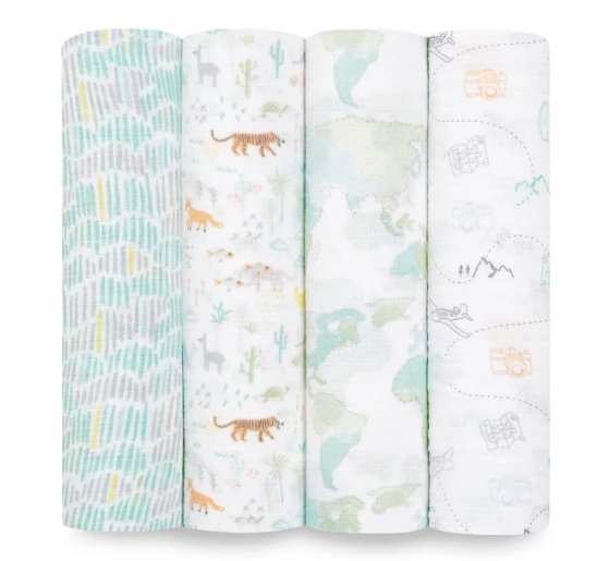 Aden + Anais Swaddle 4pk - Tadpole
