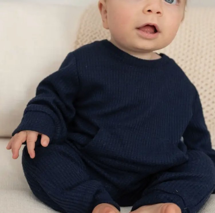 Baby Logan Waffle Set in Navy Iris - Tadpole