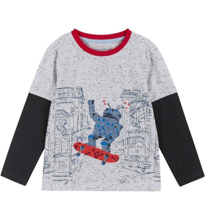 Boys Long Sleeve Skate Robot Tee Shirt - Tadpole