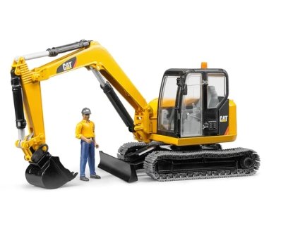 Bruder CAT Mini Excavator with worker - Tadpole