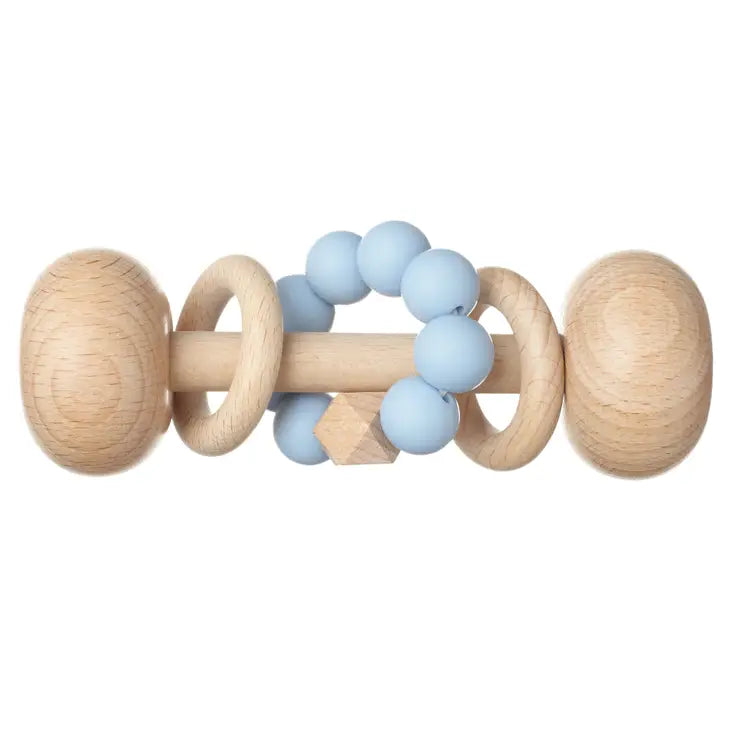 Wooden Rattle Toys for Babies with (Cloud) Silicone Beads