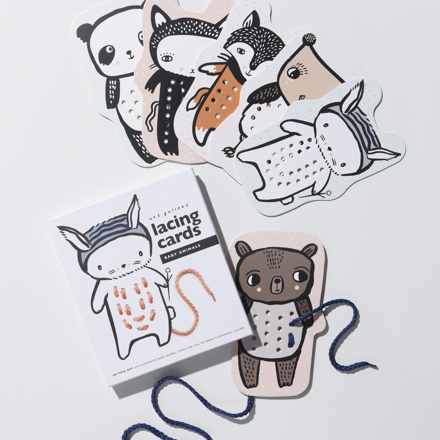 Wee Gallery Lacing Cards Baby Animals