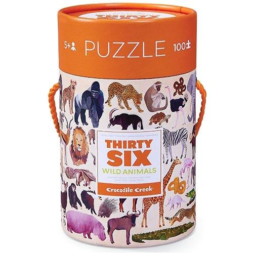 Crocodile Creek 36 Wild Animals Puzzle (100 Pieces) - Tadpole