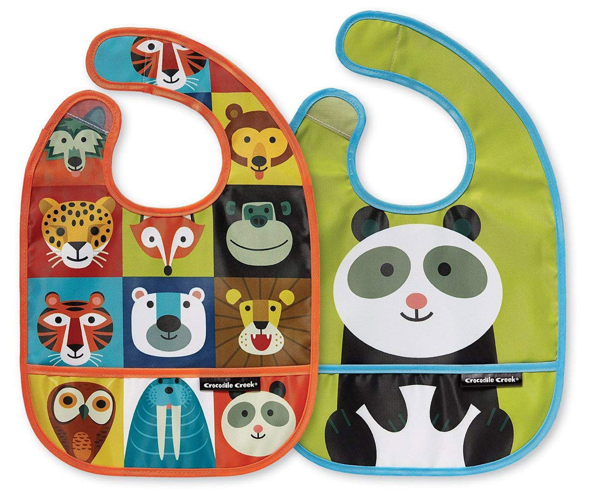 Crocodile Creek Bibs 2 Go with Pouch - Tadpole