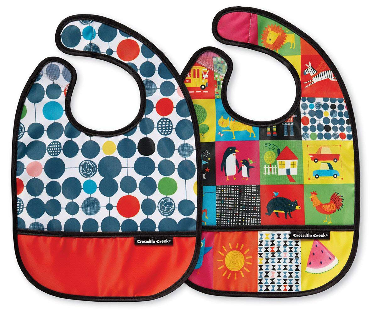 Crocodile Creek Bibs 2 Go with Pouch - Tadpole