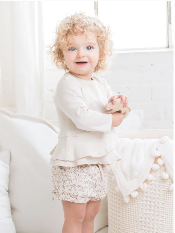Edith Ruffle Hem Top Natural - Tadpole