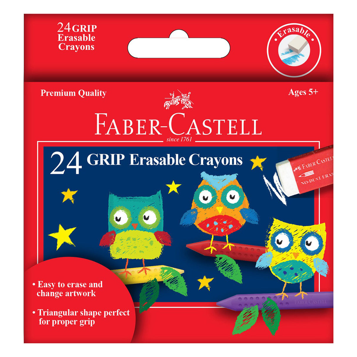 Faber-Castell 12 Grip Erasable Crayons - Tadpole