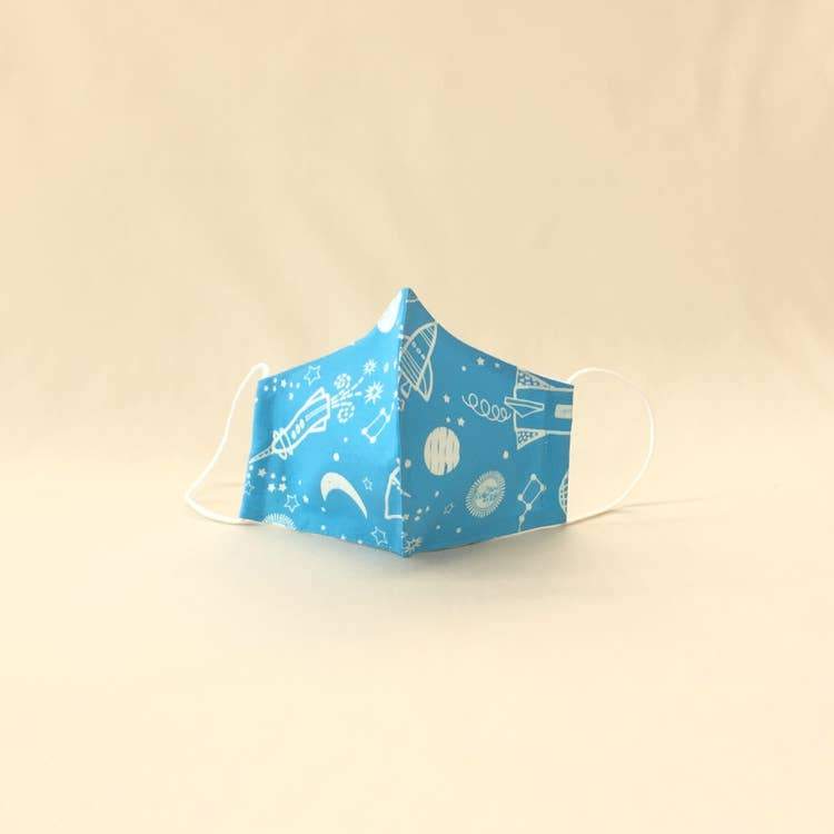 Face Mask for Kids Flying Rocket Blue - Tadpole
