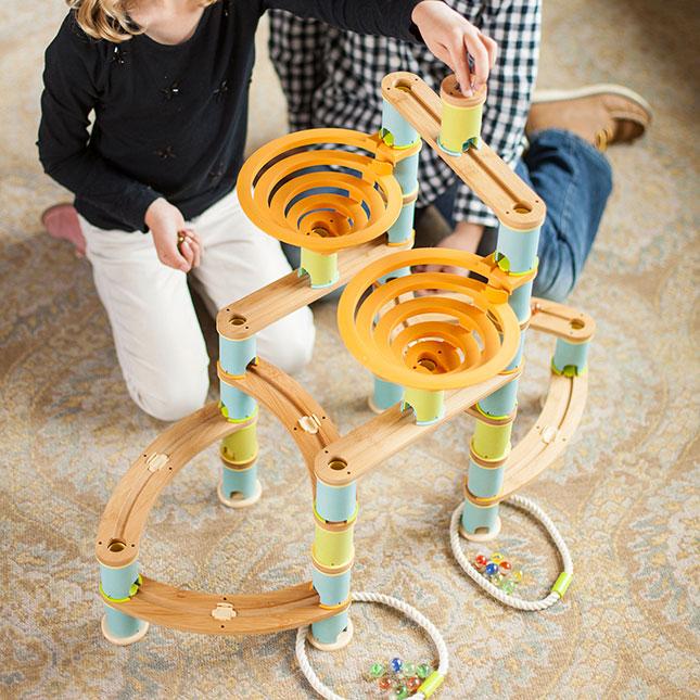Fat Brain Bamboo Builder Marble Run-168pcs - Tadpole
