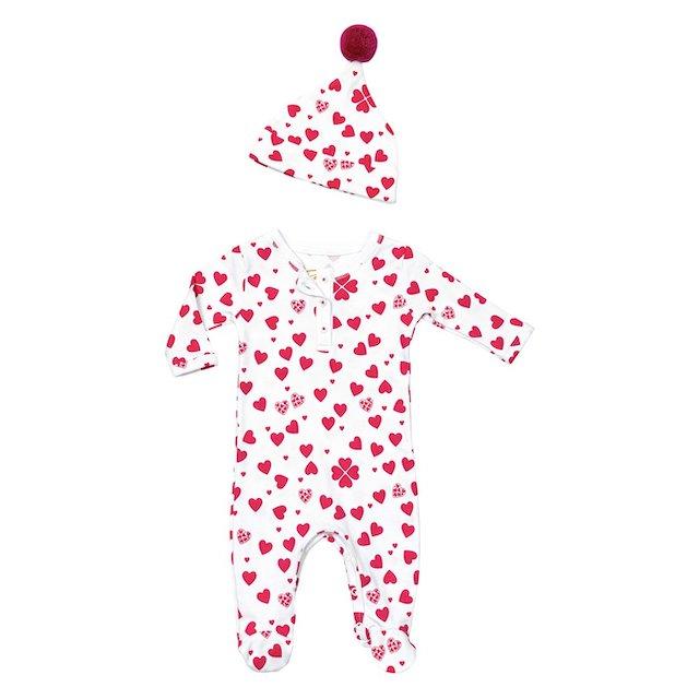 Lots of Hearts Baby Onesie+ Hat - Tadpole