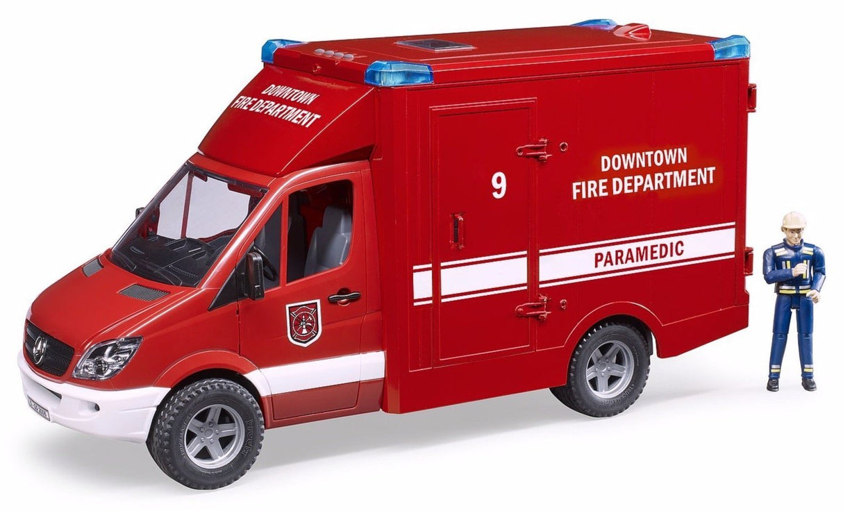 MB Sprinter Fire Department with Light & Sound Module and Fireman - Tadpole