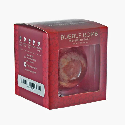 Peppermint Twist Christmas Bubble Bath Bomb in Gift Box - Tadpole