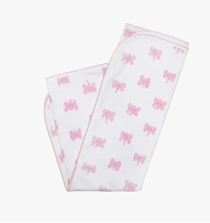 Pink Elephant Print Blanket O/S - Tadpole