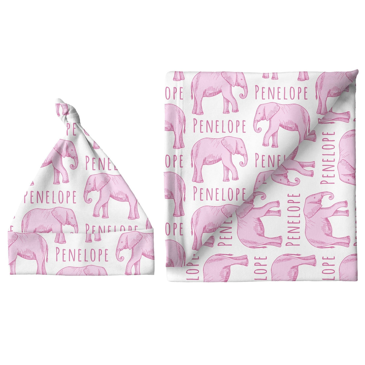 Sugar + Maple Large Blanket & Hat Set - Elephant Pink - Tadpole