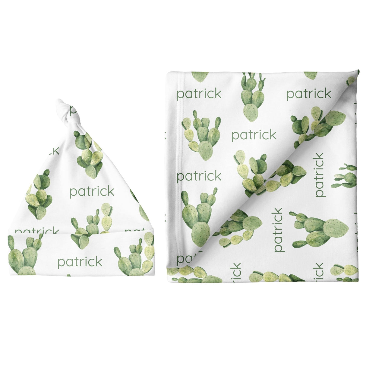 Sugar + Maple Small Blanket & Hat Set - Cactus - Tadpole
