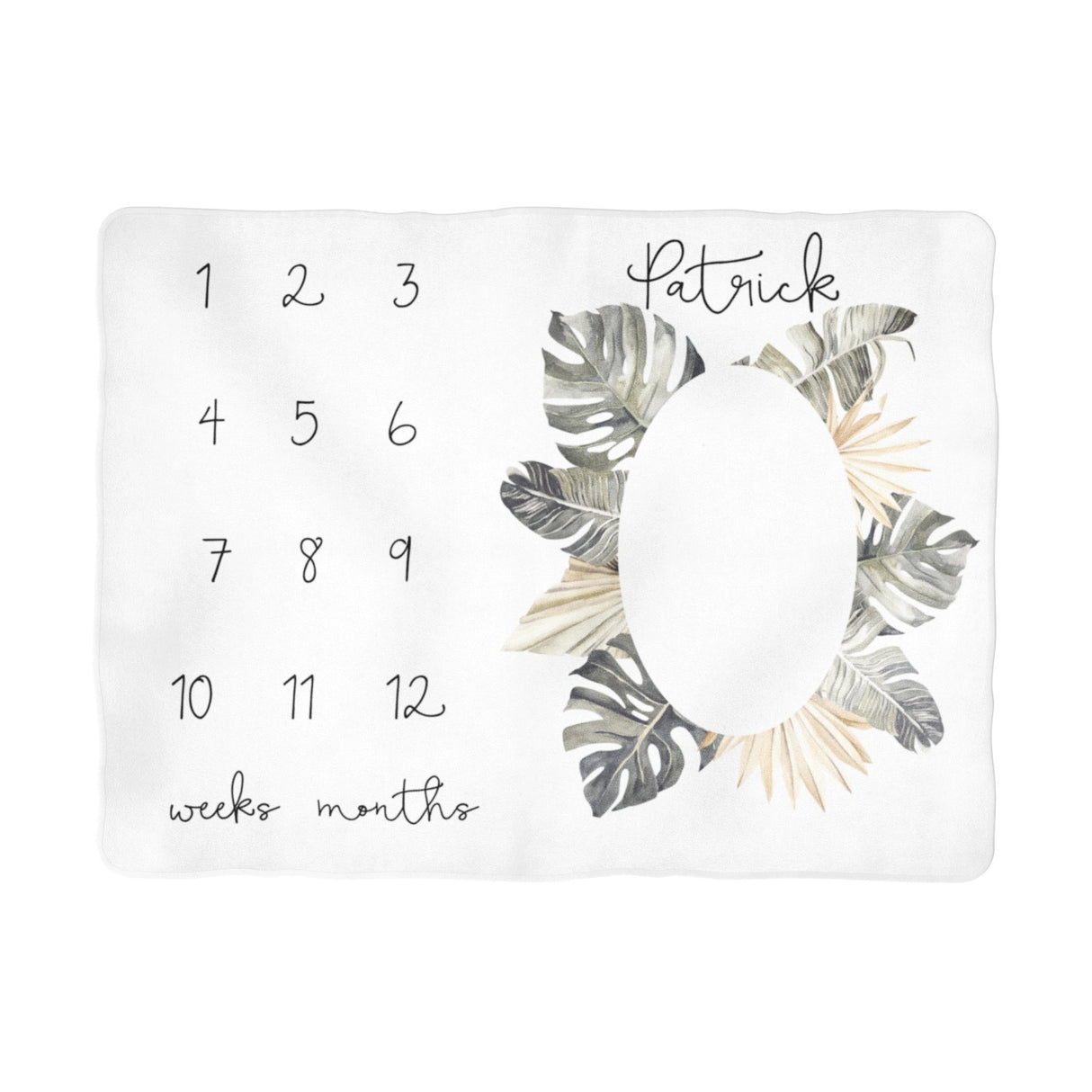 Sugar + Maple Tropical Boho Leaves Milestone Blanket - Personalized - Tadpole