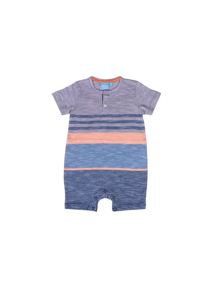 Yarn Dye Striped Henley Romper - Tadpole