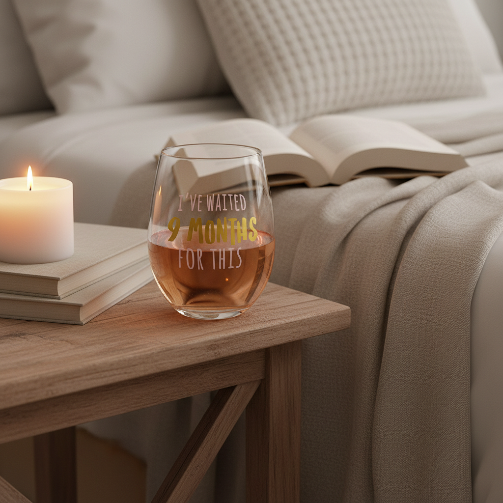 New Mom Stemless Wine Glass, I've Waited 9 Months For This