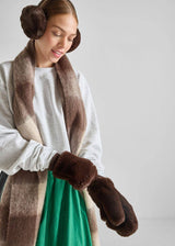 MAD HTR Faux Fur Mittens - Chocolate