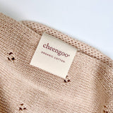 Organic Knit Baby Blanket - Tan (cloverleaf eyelet)