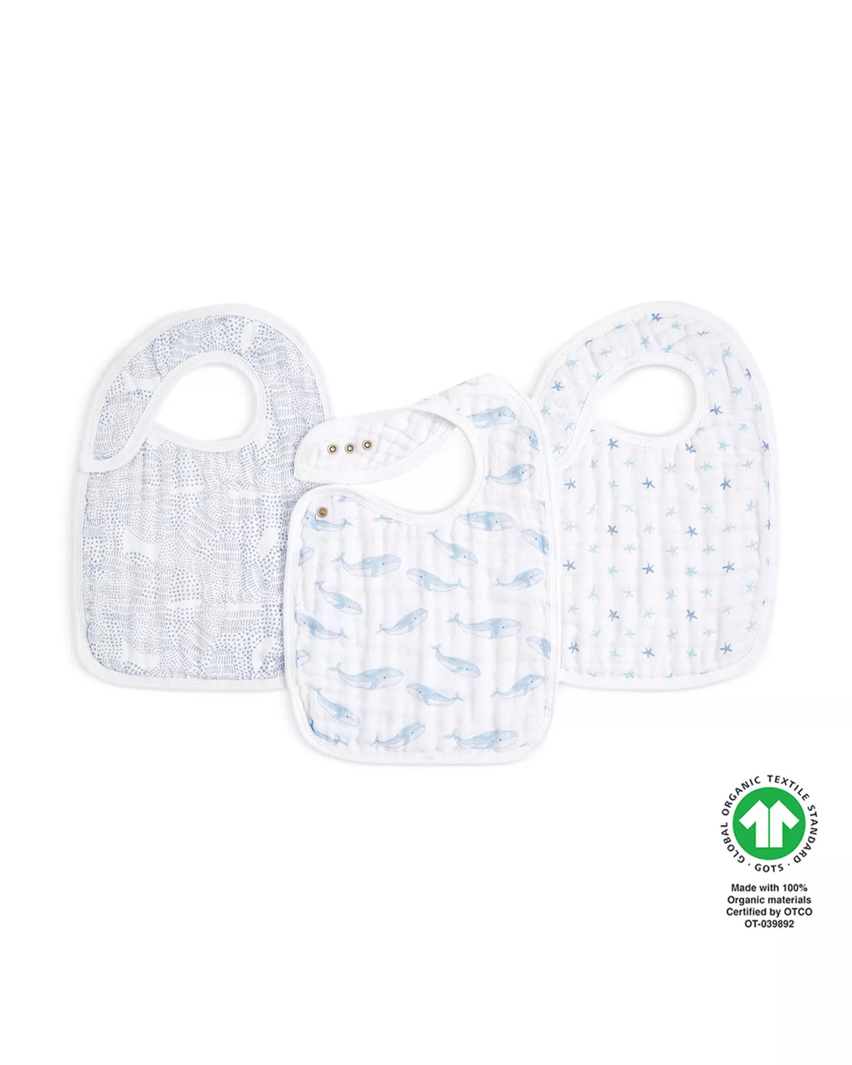 boutique 100% cotton muslin snap bibs 3 pack