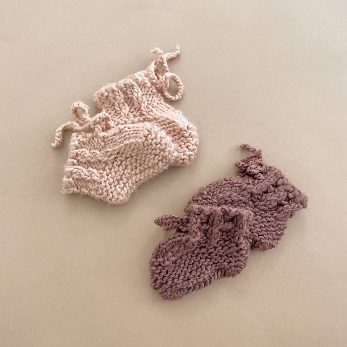 Classic Booties, Mauve | Hand Knit Baby Shoes
